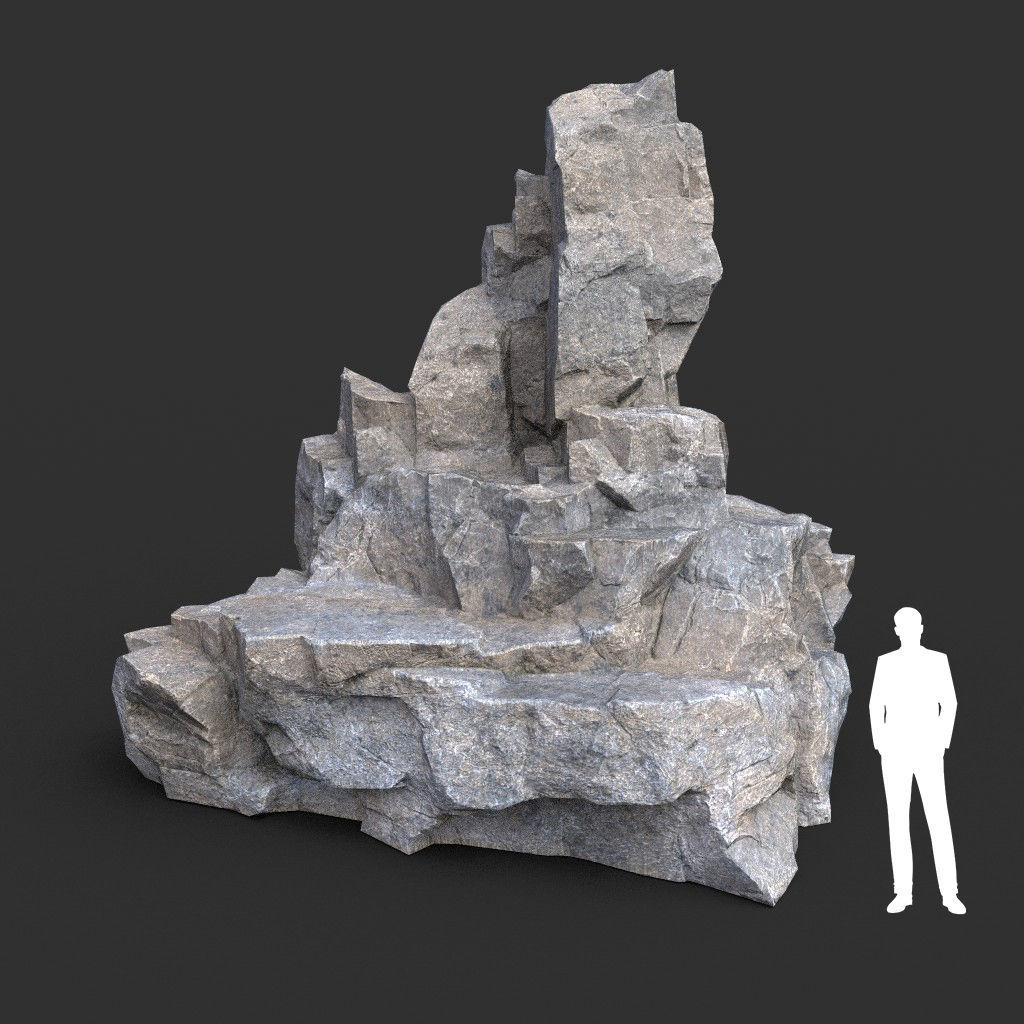 Low poly Gray Granite Rock Pack 200101 Low-poly 3D model_30