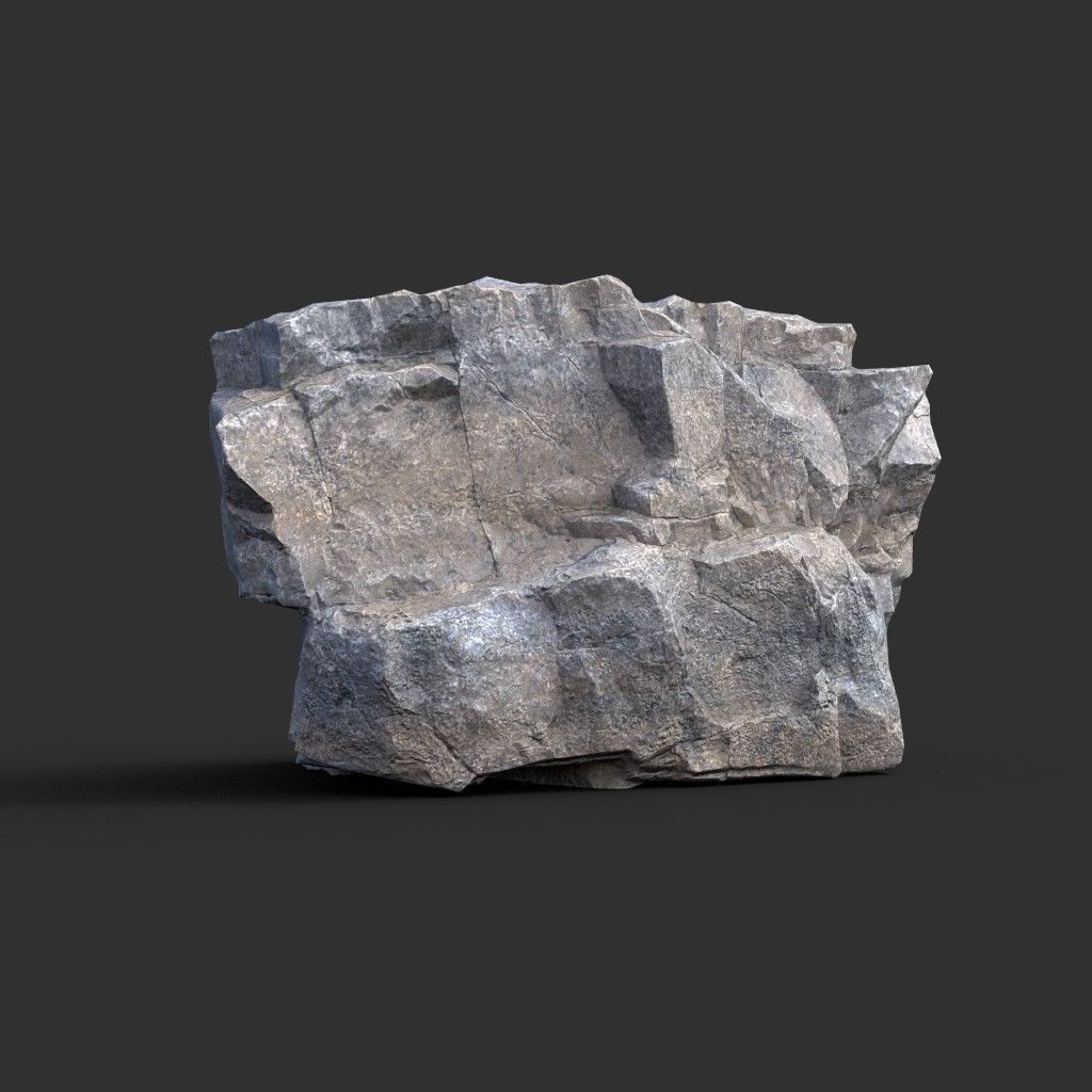 Low poly Gray Granite Rock Pack 200101 Low-poly 3D model_3