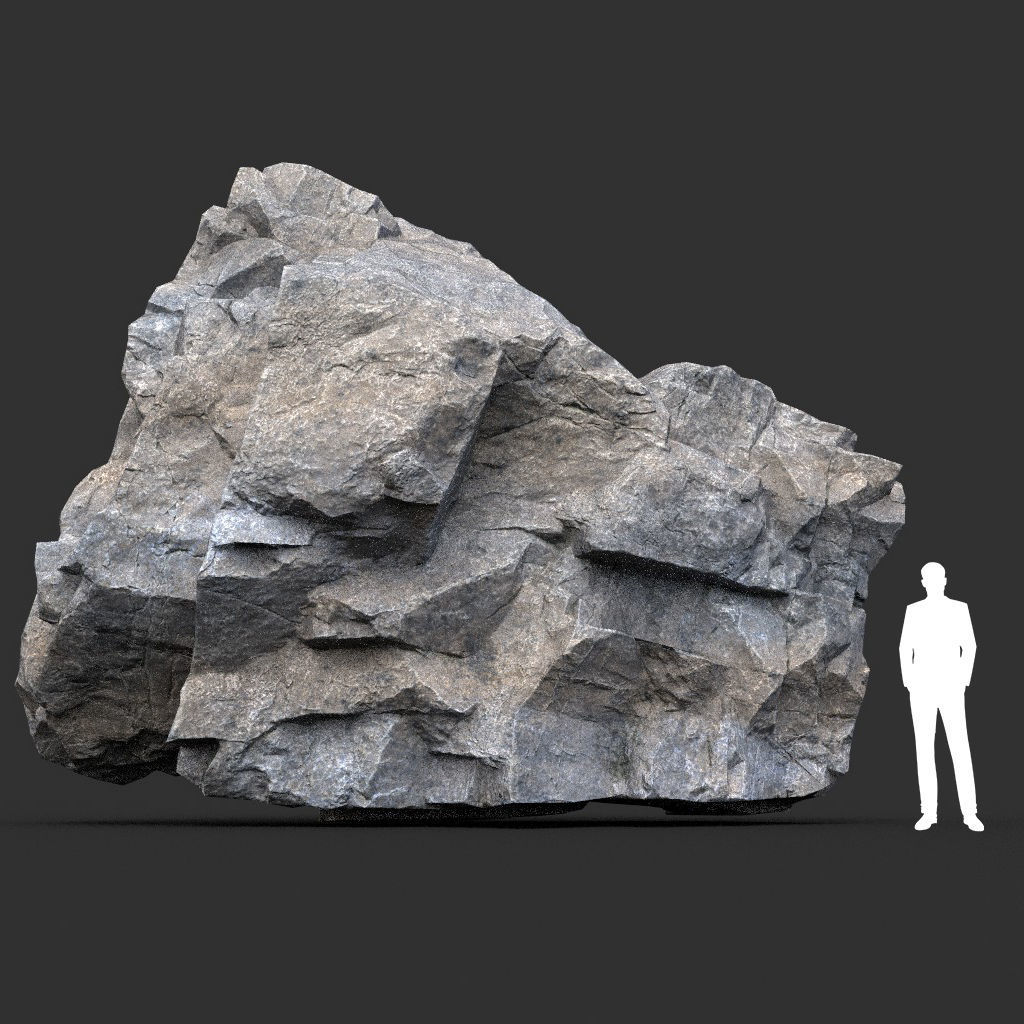 Low poly Gray Granite Rock Pack 200101 Low-poly 3D model_22
