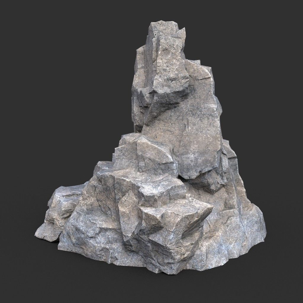 Low poly Gray Granite Rock Pack 200101 Low-poly 3D model_31