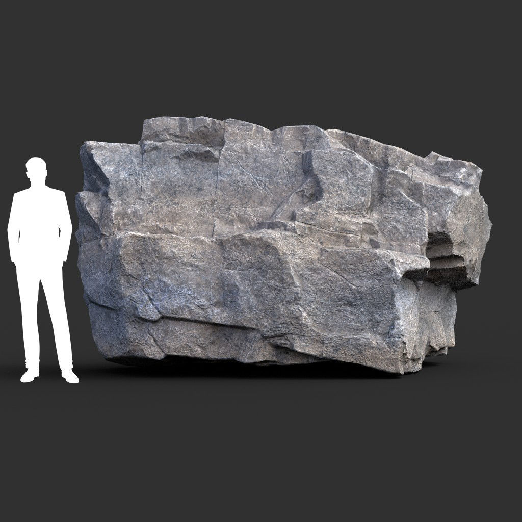Low poly Gray Granite Rock Pack 200101 Low-poly 3D model_2