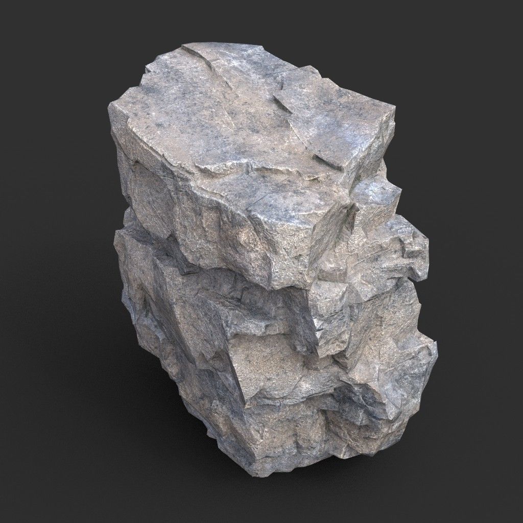 Low poly Gray Granite Rock Pack 200101 Low-poly 3D model_16