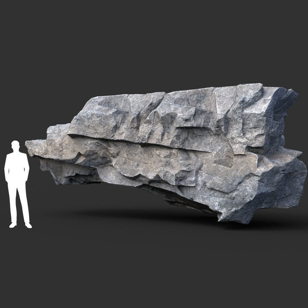 Low poly Gray Granite Rock Pack 200101 Low-poly 3D model_10