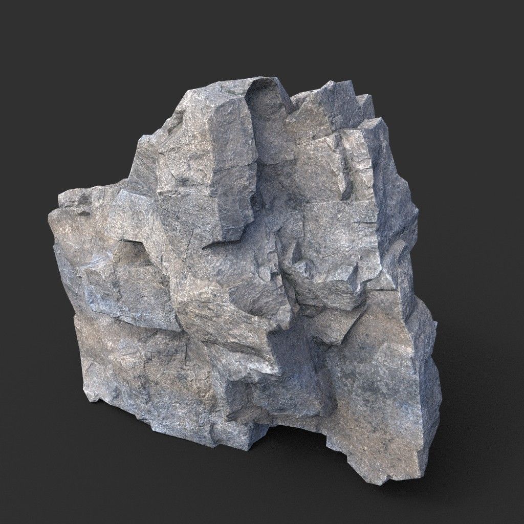 Low poly Gray Granite Rock Pack 200101 Low-poly 3D model_24