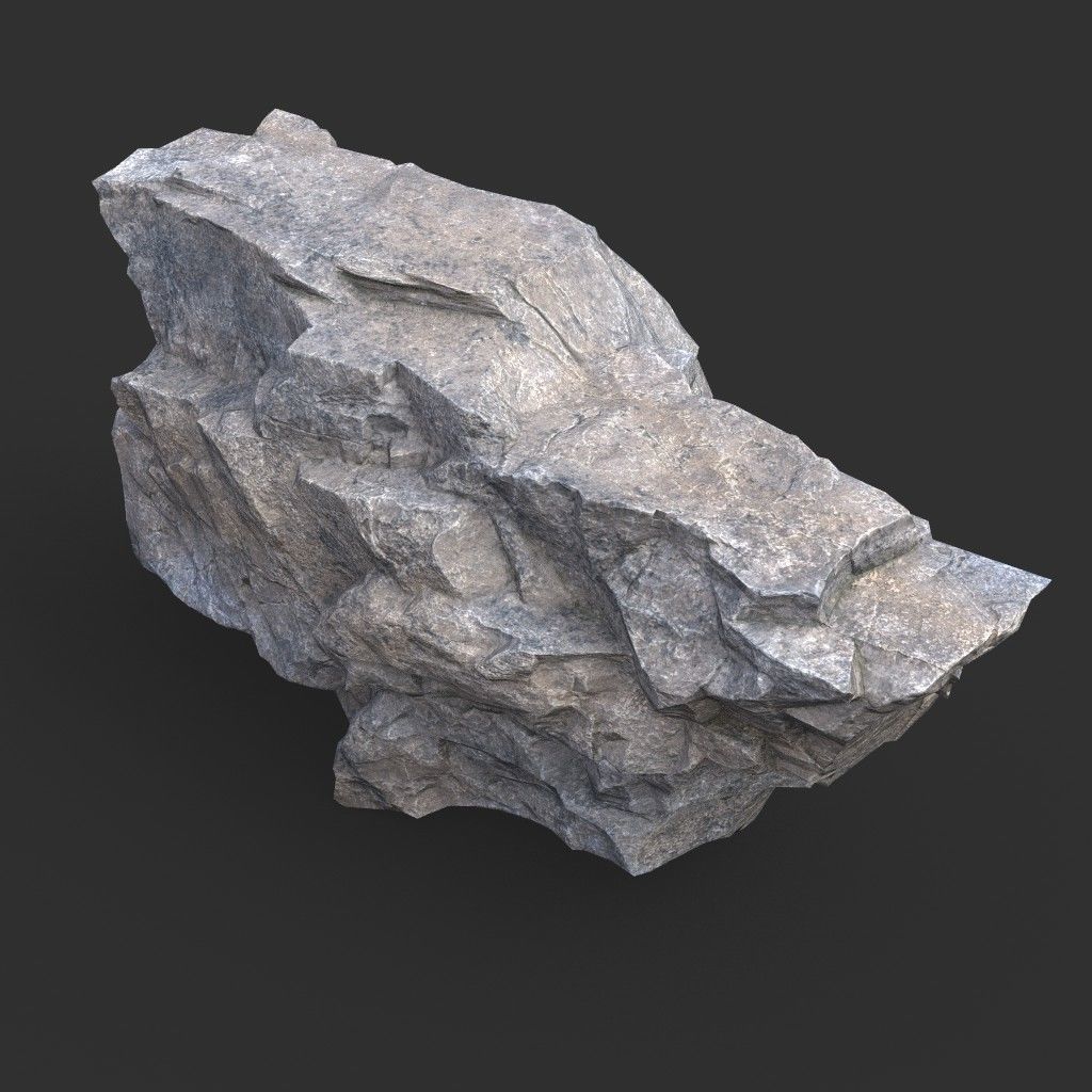 Low poly Gray Granite Rock Pack 200101 Low-poly 3D model_8