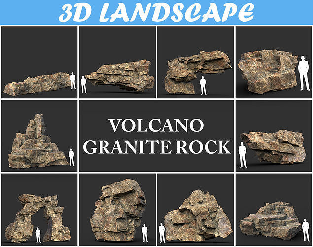 Low poly Granite Cliff Rock Pack 191230 Low-poly 3D model