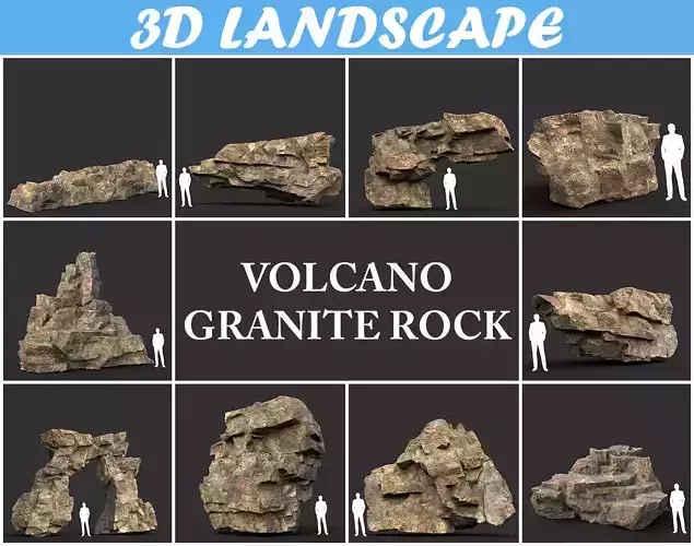 Low poly Granite Cliff Rock Pack 191230