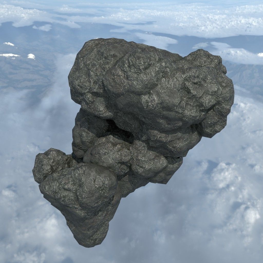 Low poly Floating Island Black Rock Pack 190502 Low-poly 3D model_28