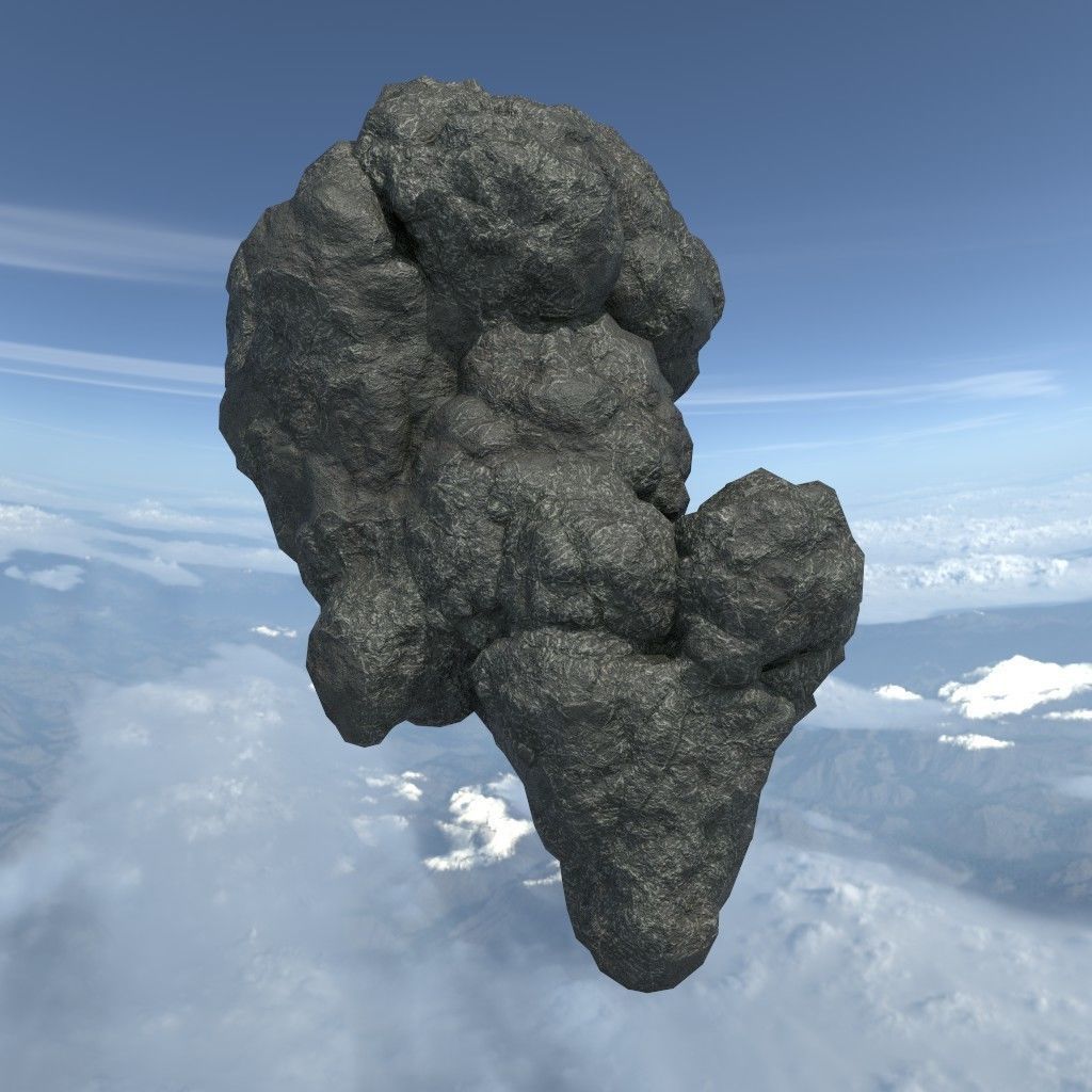 Low poly Floating Island Black Rock Pack 190502 Low-poly 3D model_26