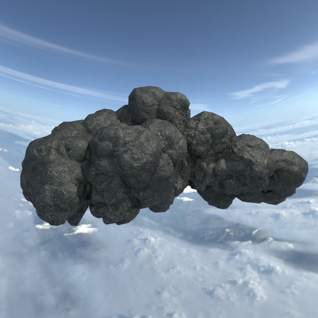 Low poly Floating Island Black Rock Pack 190502 Low-poly 3D model_35