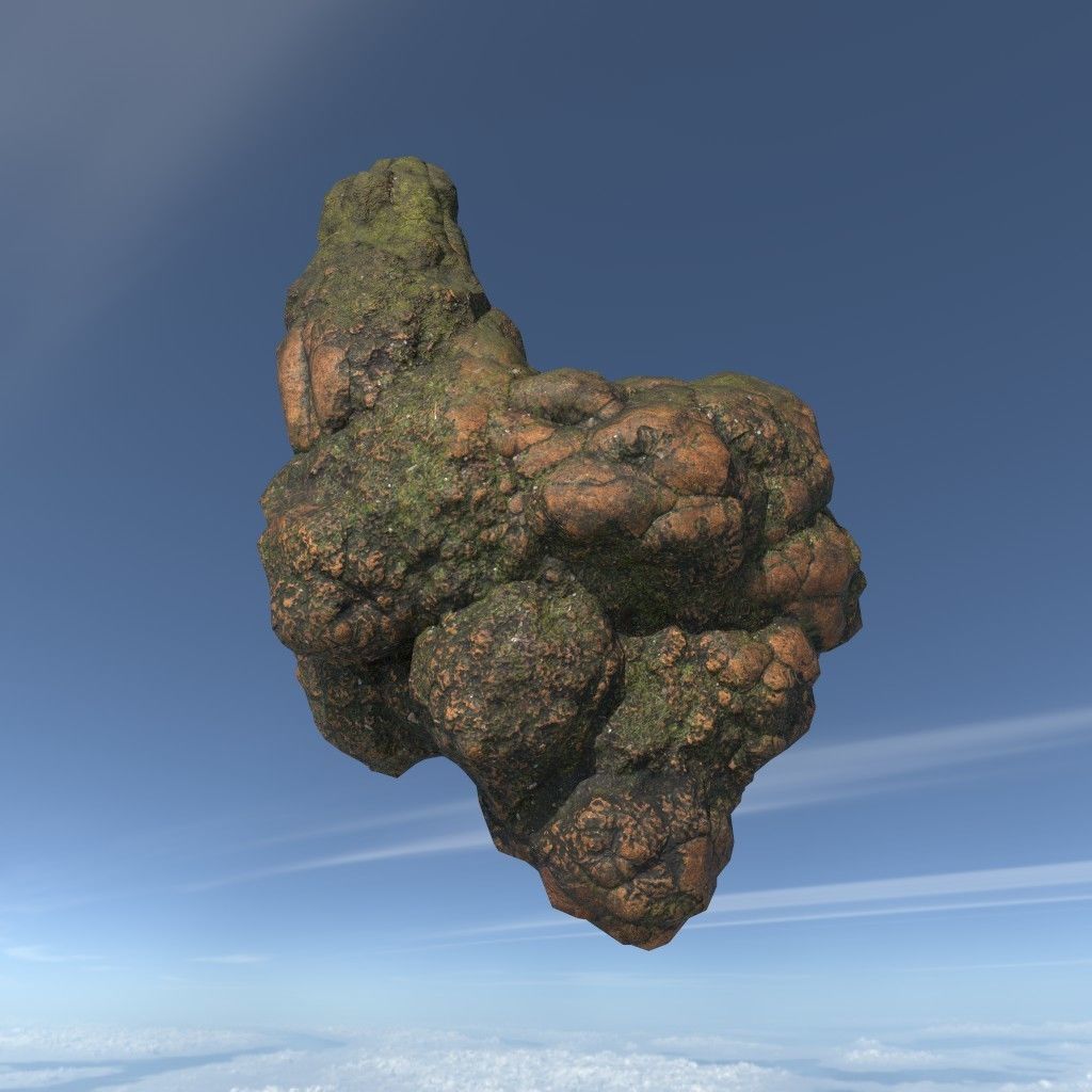 Low poly Brown Floating Island Mossy Rock Pack 190830 Low-poly 3D model_19