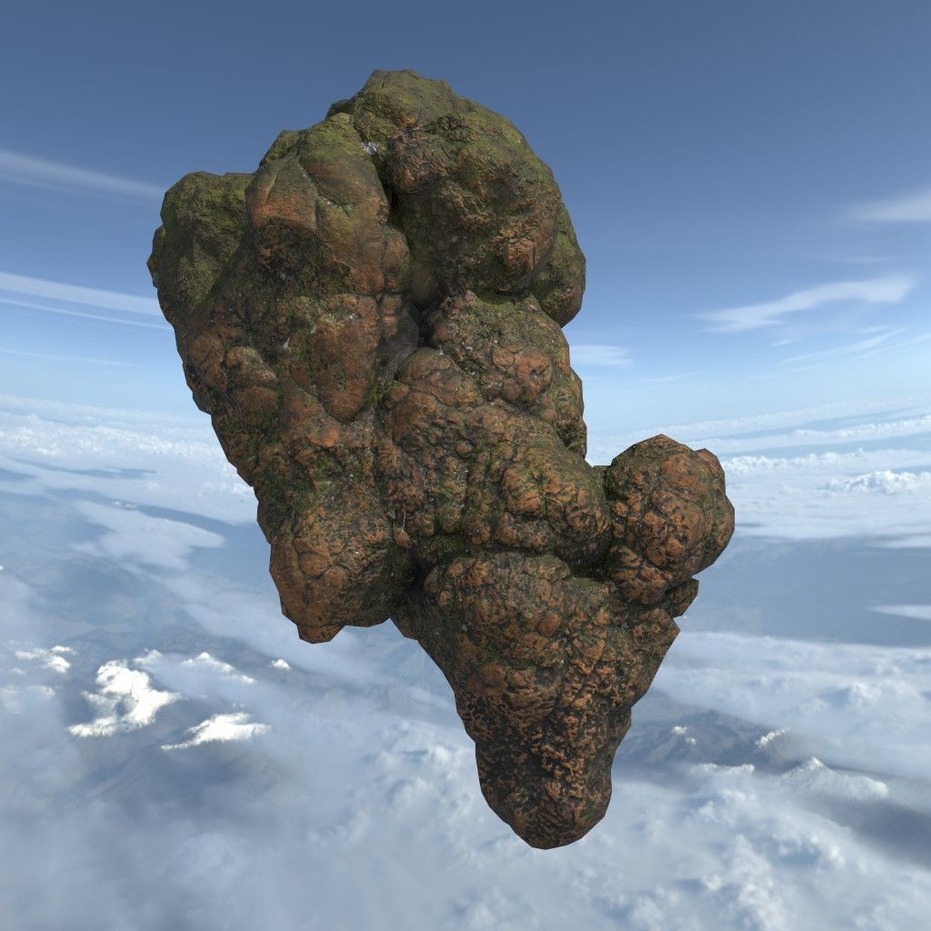 Low poly Brown Floating Island Mossy Rock Pack 190830 Low-poly 3D model_26