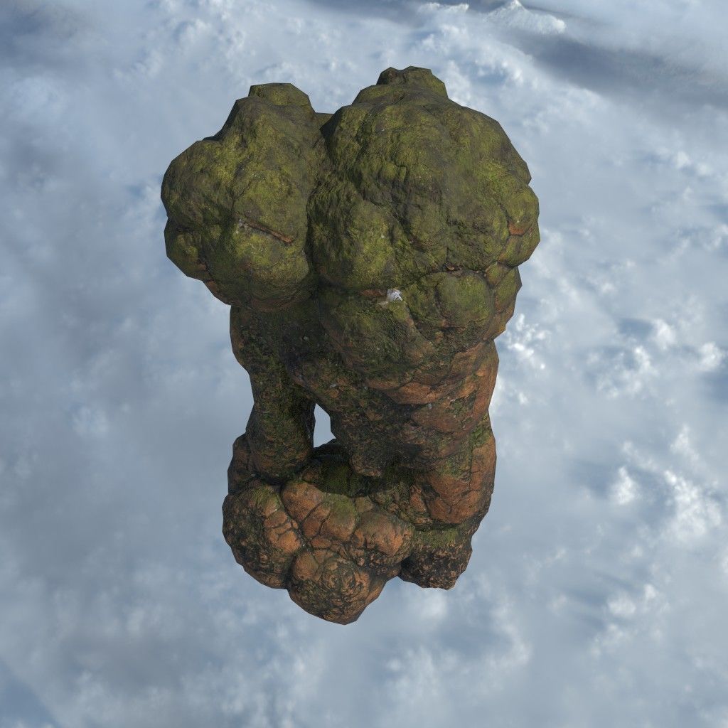 Low poly Brown Floating Island Mossy Rock Pack 190830 Low-poly 3D model_16