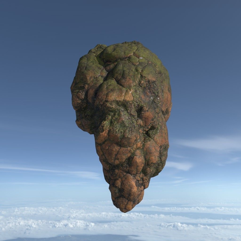 Low poly Brown Floating Island Mossy Rock Pack 190830 Low-poly 3D model_3