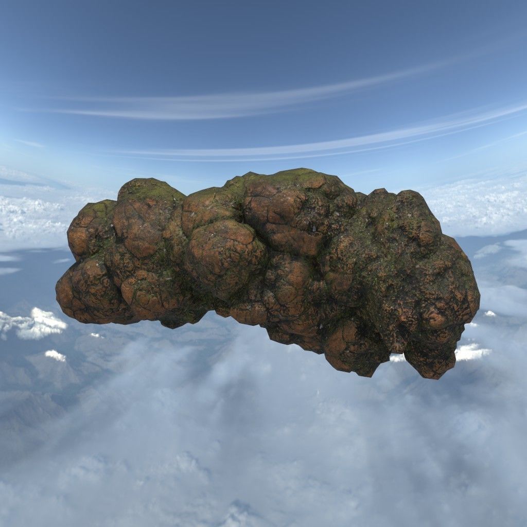 Low poly Brown Floating Island Mossy Rock Pack 190830 Low-poly 3D model_34