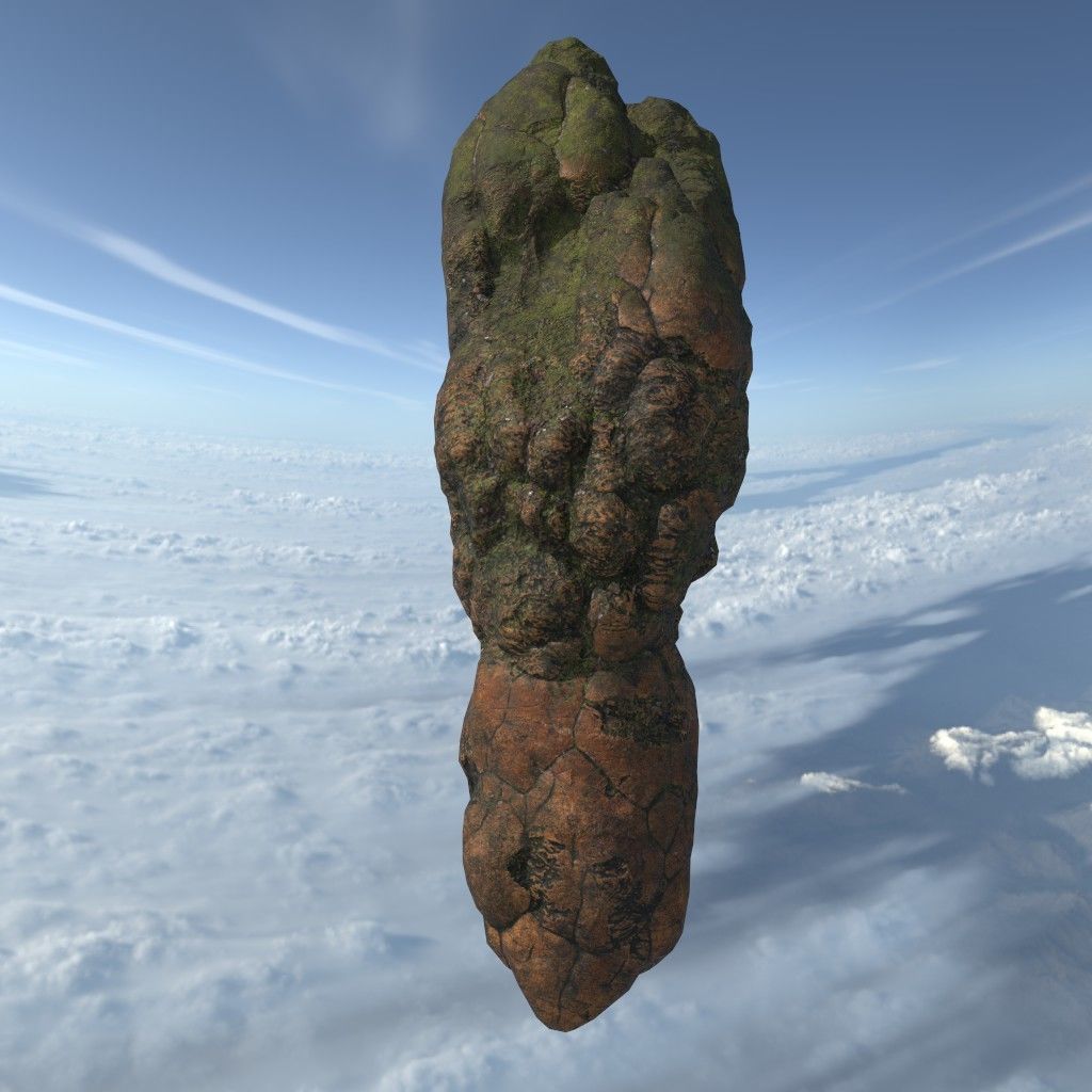 Low poly Brown Floating Island Mossy Rock Pack 190830 Low-poly 3D model_7