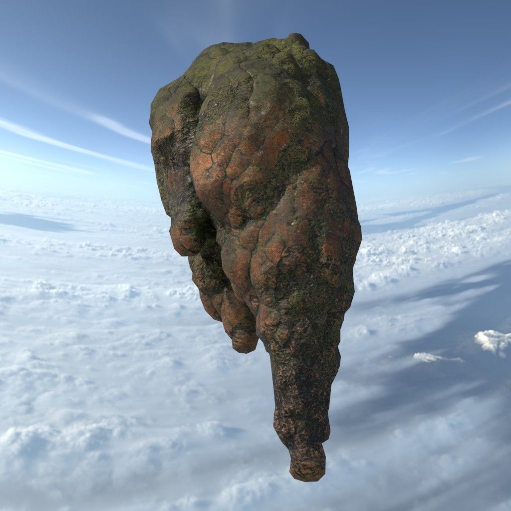 Low poly Brown Floating Island Mossy Rock Pack 190830 Low-poly 3D model_11