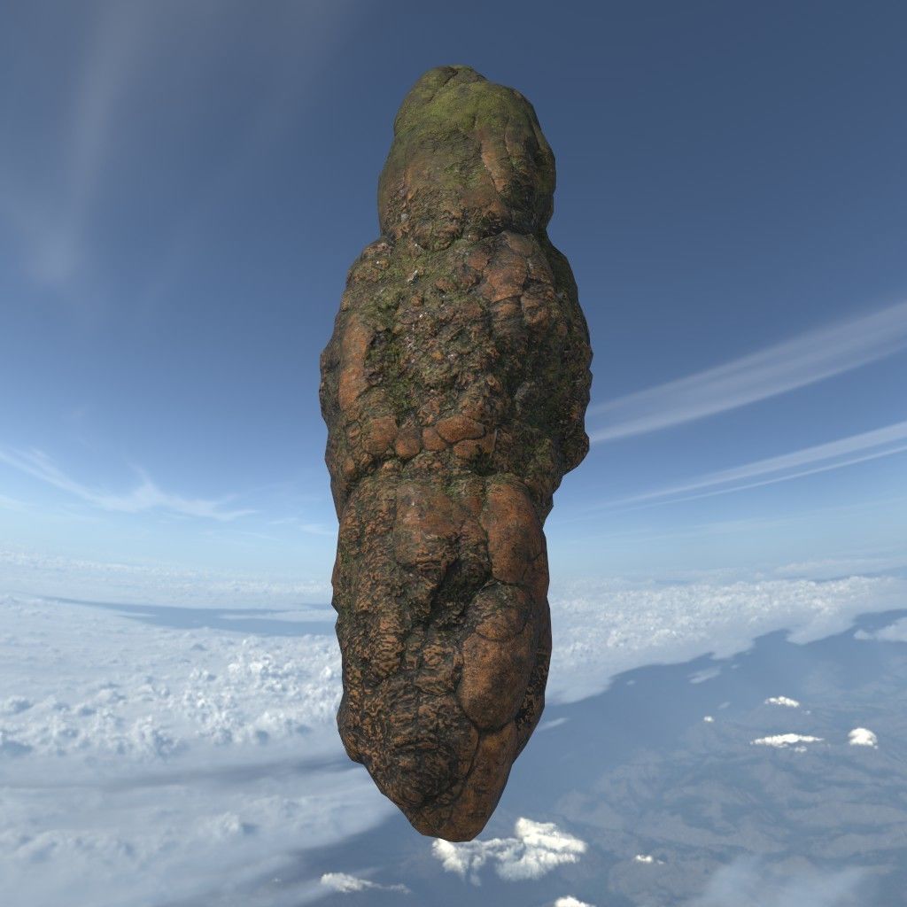 Low poly Brown Floating Island Mossy Rock Pack 190830 Low-poly 3D model_6