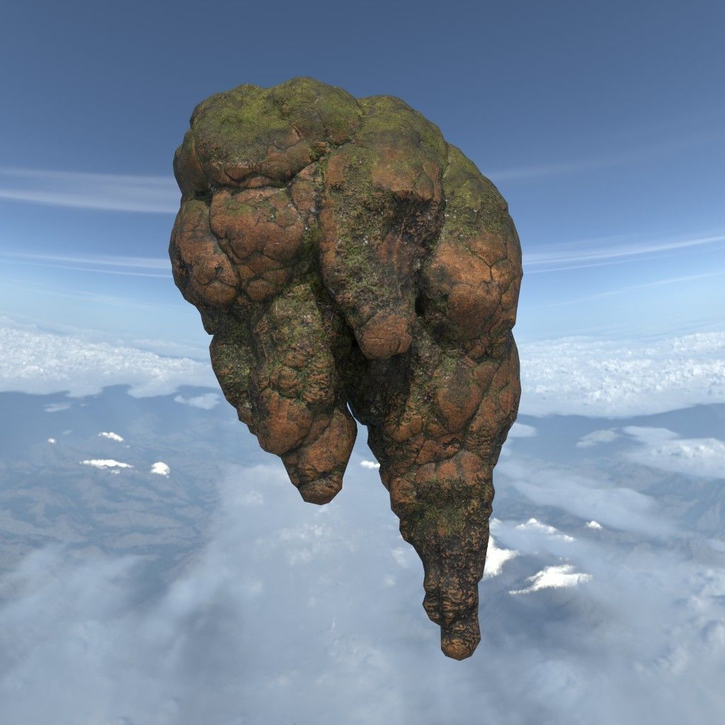 Low poly Brown Floating Island Mossy Rock Pack 190830 Low-poly 3D model_10