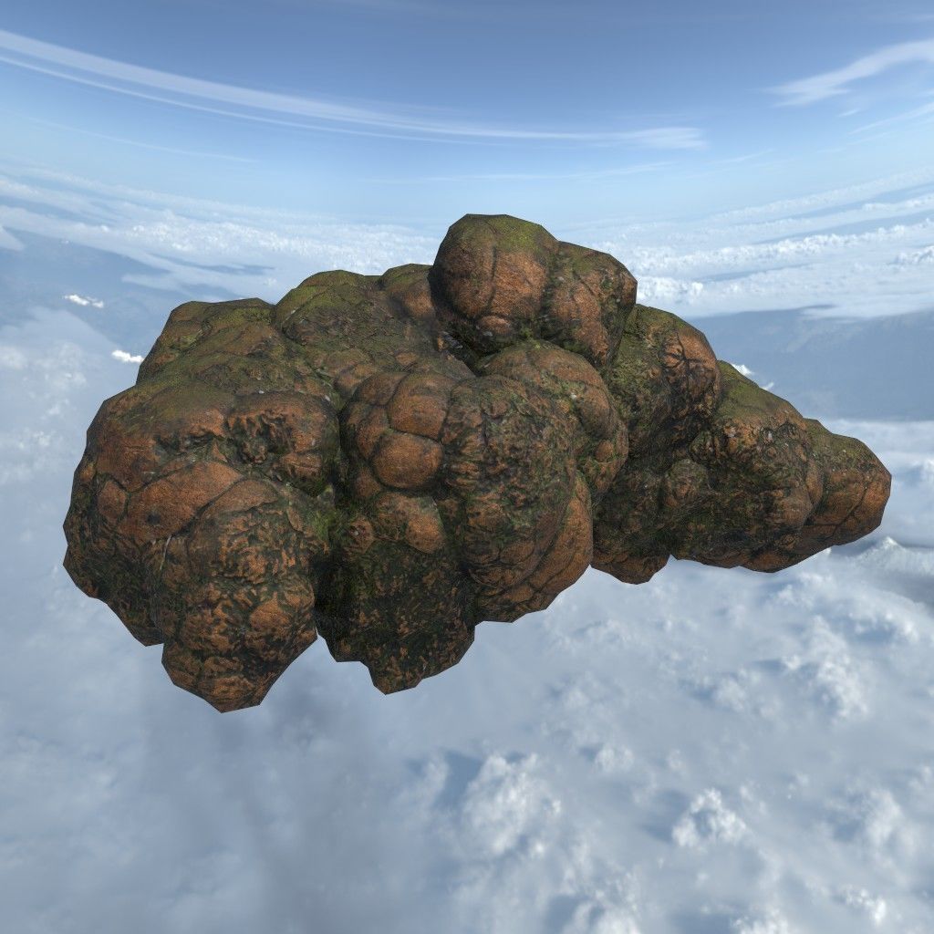 Low poly Brown Floating Island Mossy Rock Pack 190830 Low-poly 3D model_35