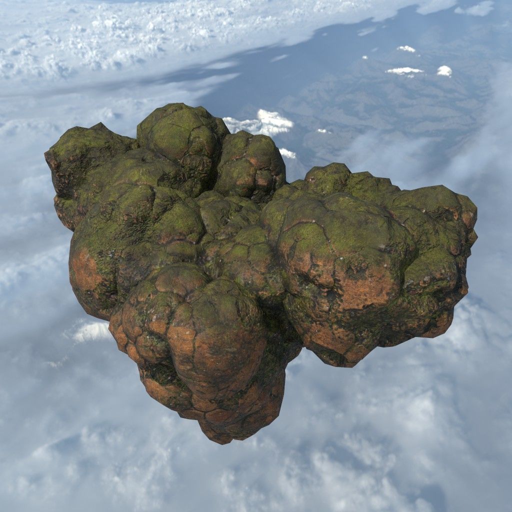 Low poly Brown Floating Island Mossy Rock Pack 190830 Low-poly 3D model_32