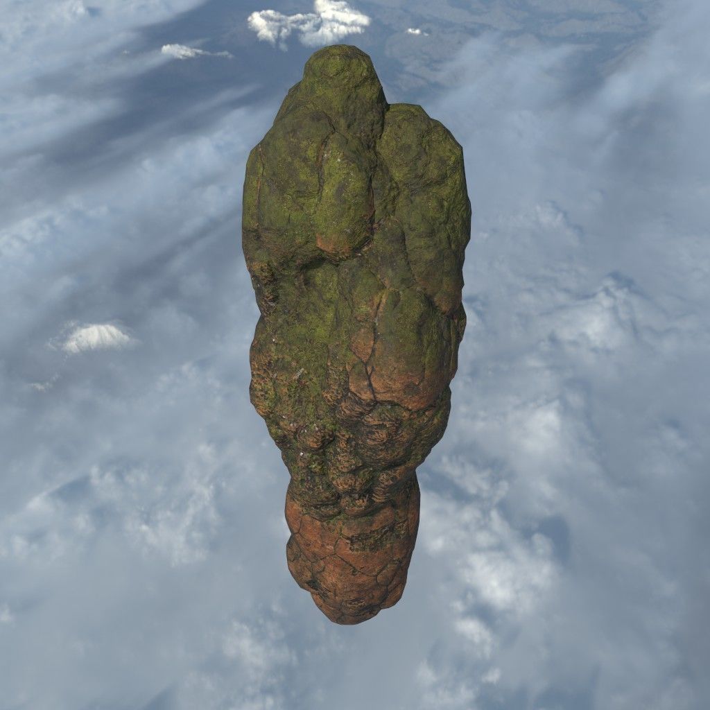 Low poly Brown Floating Island Mossy Rock Pack 190830 Low-poly 3D model_8