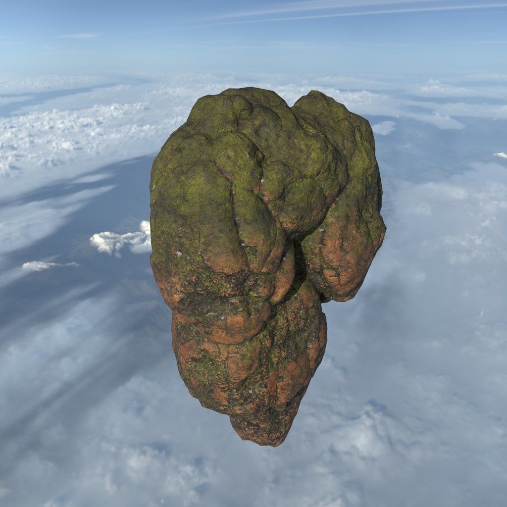 Low poly Brown Floating Island Mossy Rock Pack 190830 Low-poly 3D model_4