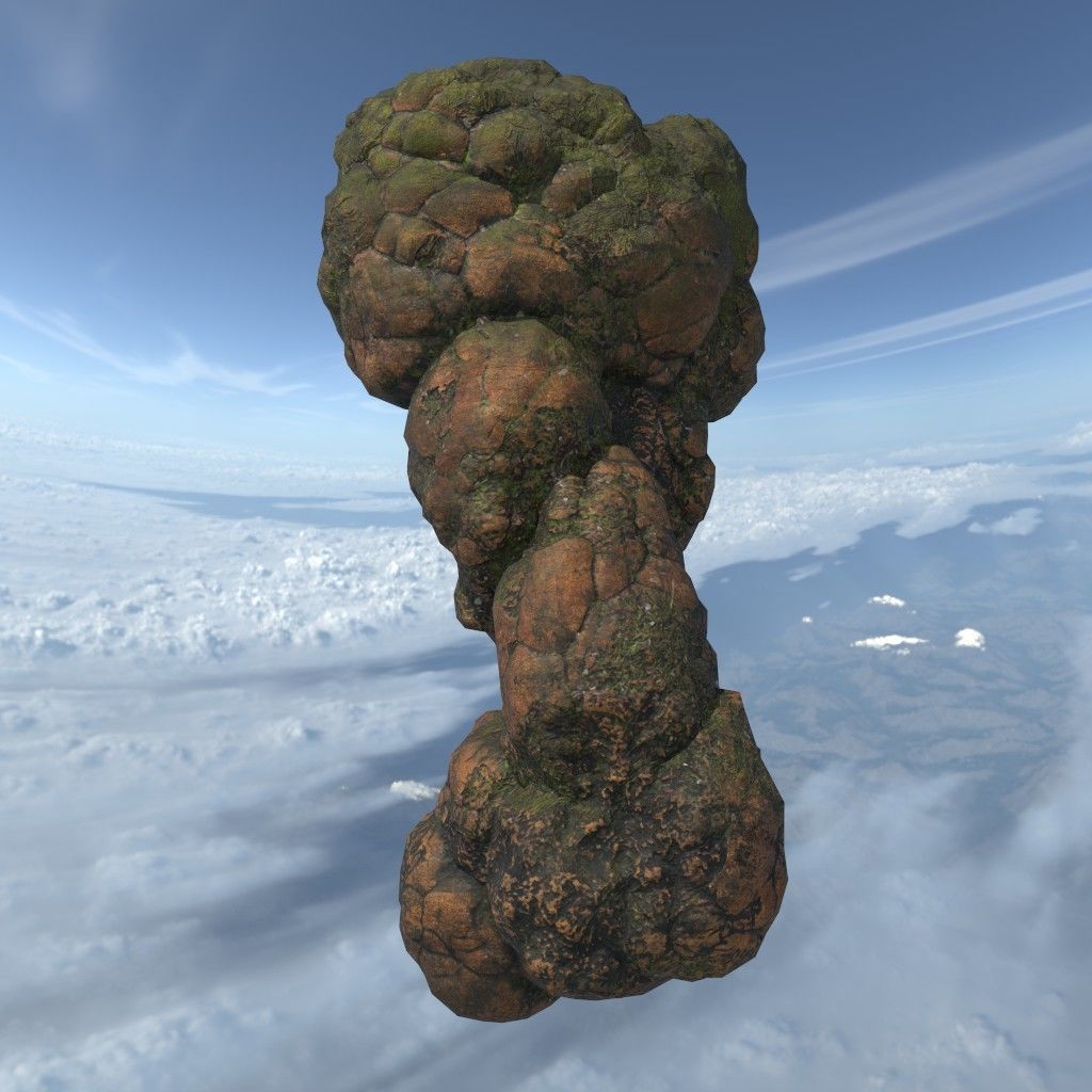 Low poly Brown Floating Island Mossy Rock Pack 190830 Low-poly 3D model_15