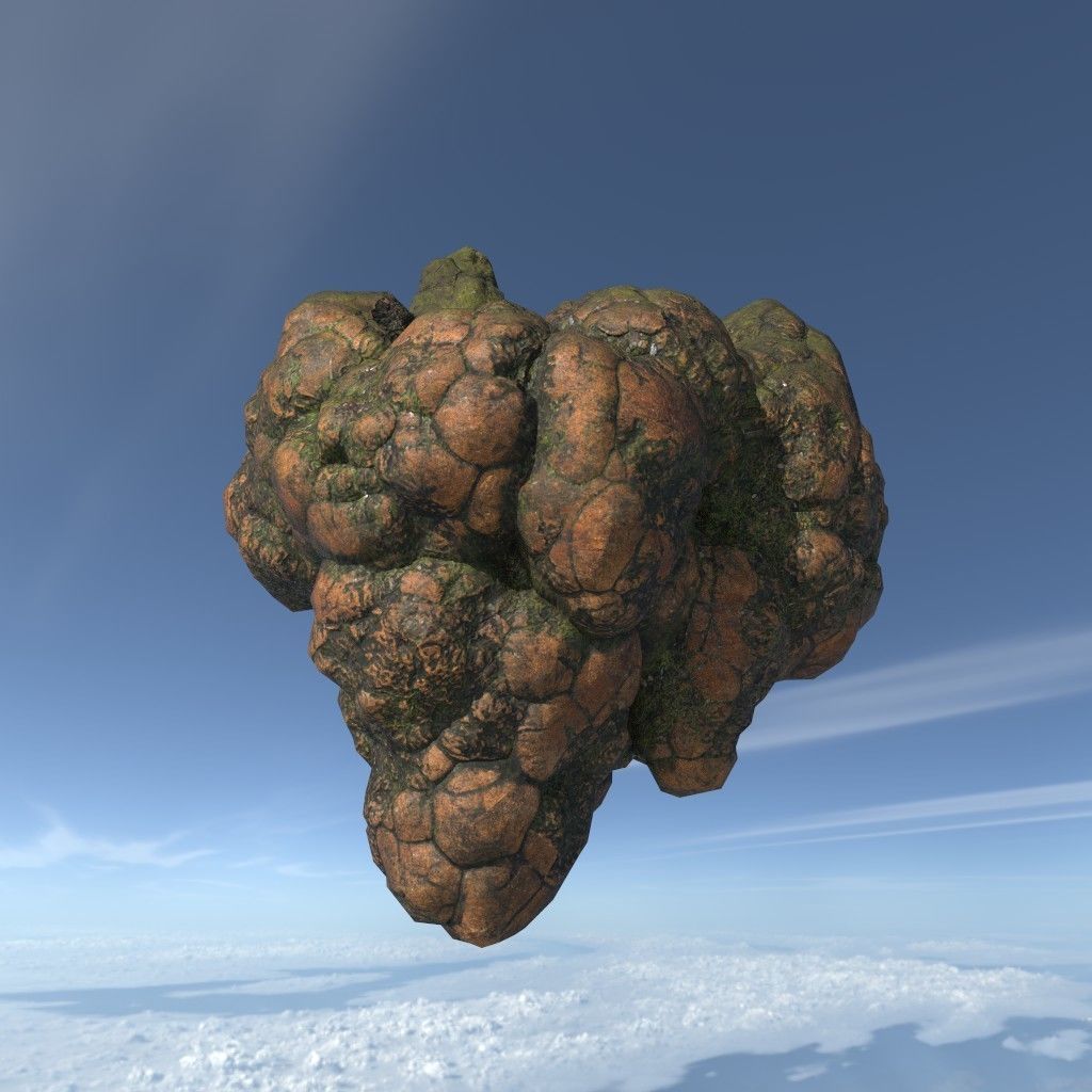 Low poly Brown Floating Island Mossy Rock Pack 190830 Low-poly 3D model_20