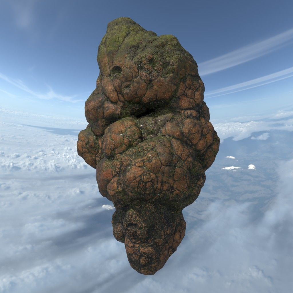 Low poly Brown Floating Island Mossy Rock Pack 190830 Low-poly 3D model_39