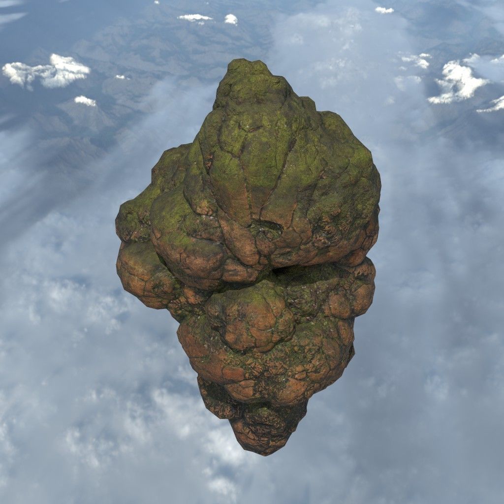Low poly Brown Floating Island Mossy Rock Pack 190830 Low-poly 3D model_40