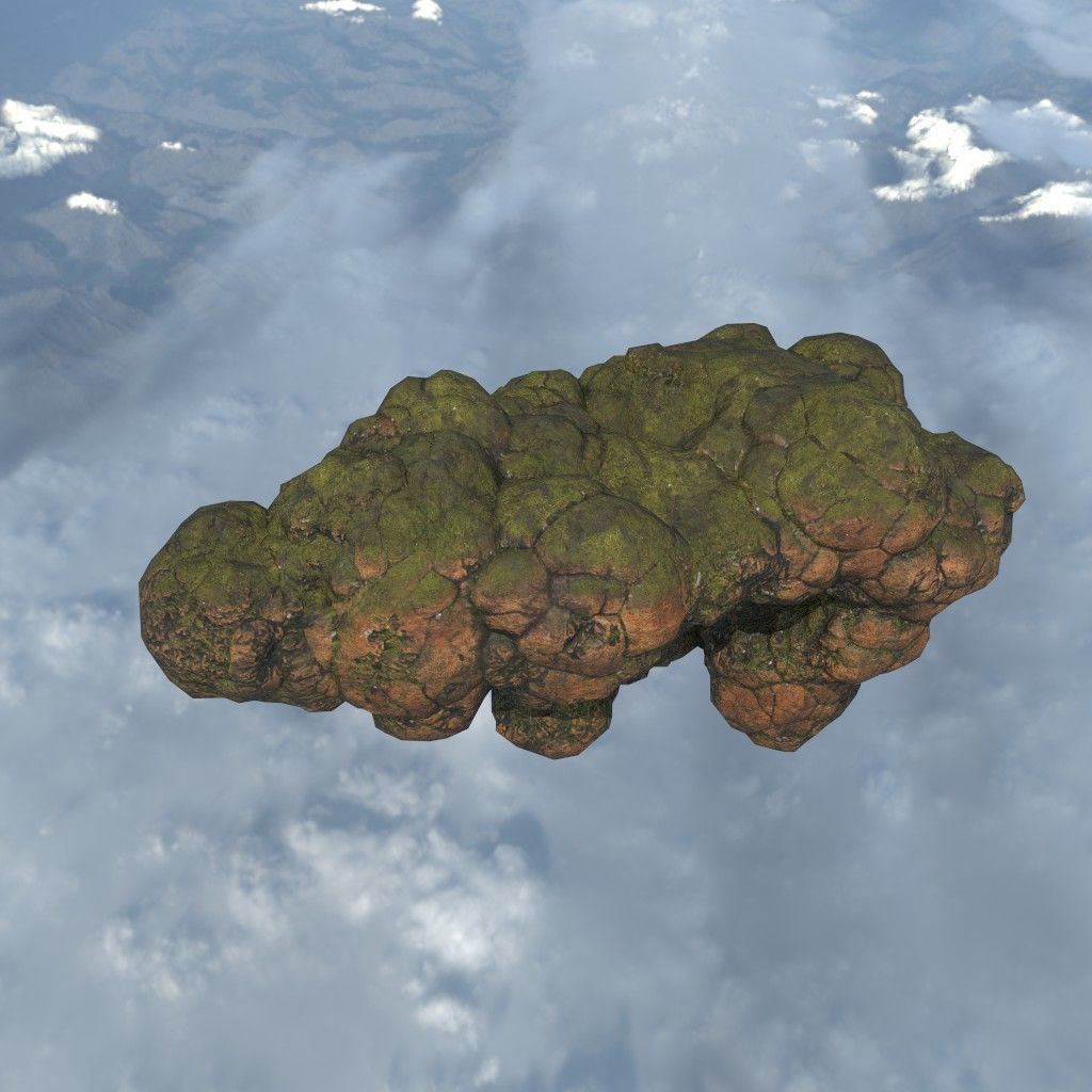 Low poly Brown Floating Island Mossy Rock Pack 190830 Low-poly 3D model_24