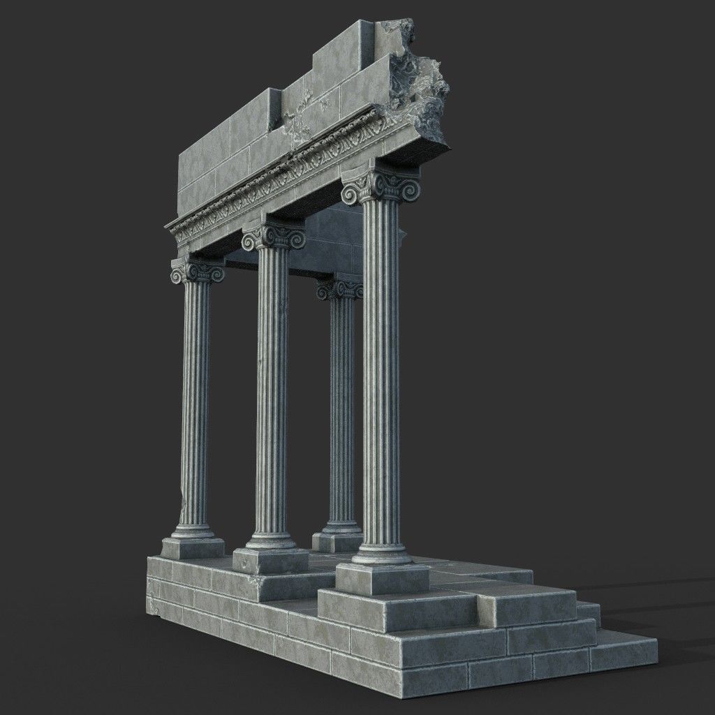 Low poly Ancient Roman Ruin Construction Pack - White Granite Low-poly 3D model_4