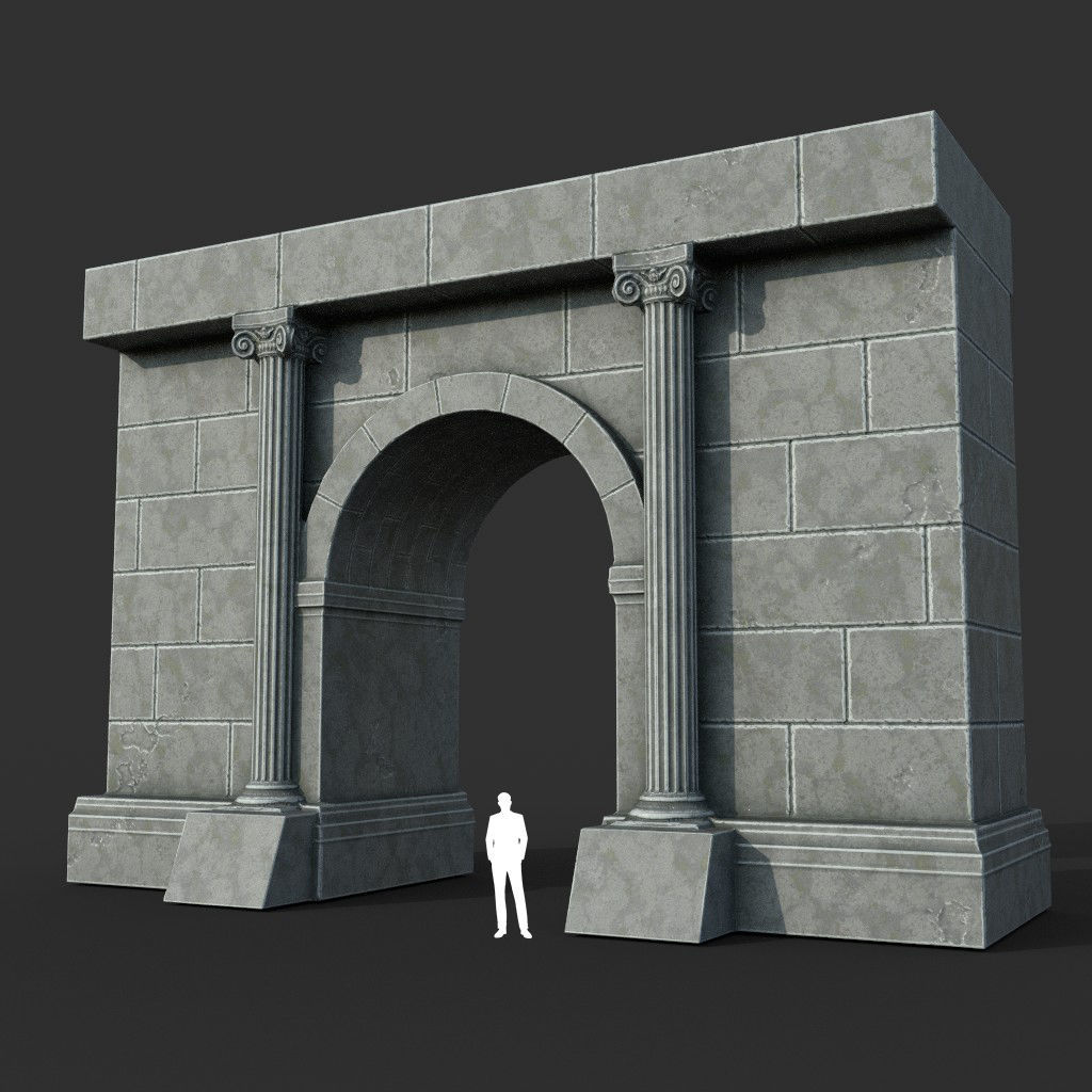 Low poly Ancient Roman Ruin Construction Pack - White Granite Low-poly 3D model_6