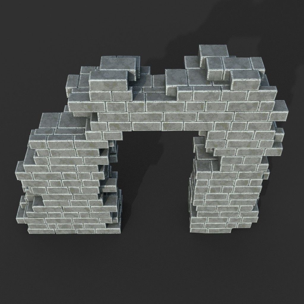 Low poly Ancient Roman Ruin Construction Pack - White Granite Low-poly 3D model_40
