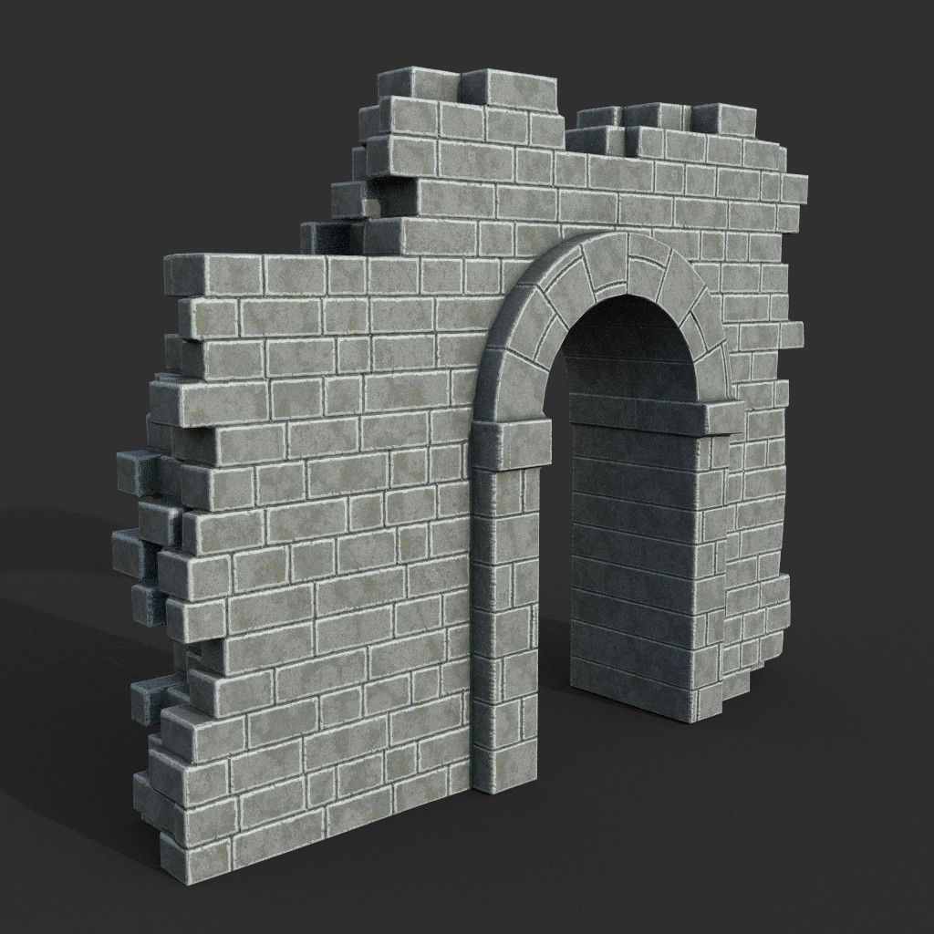 Low poly Ancient Roman Ruin Construction Pack - White Granite Low-poly 3D model_36