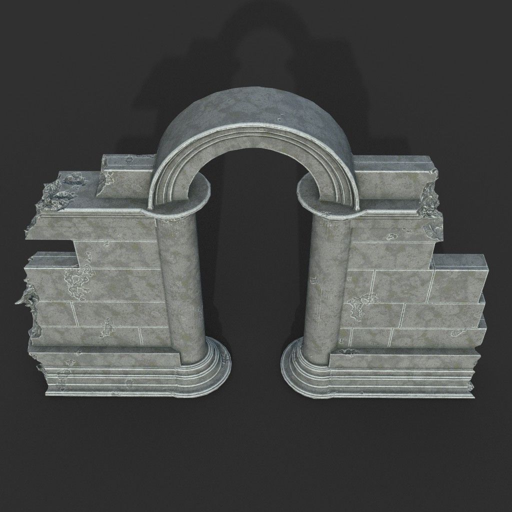 Low poly Ancient Roman Ruin Construction Pack - White Granite Low-poly 3D model_15