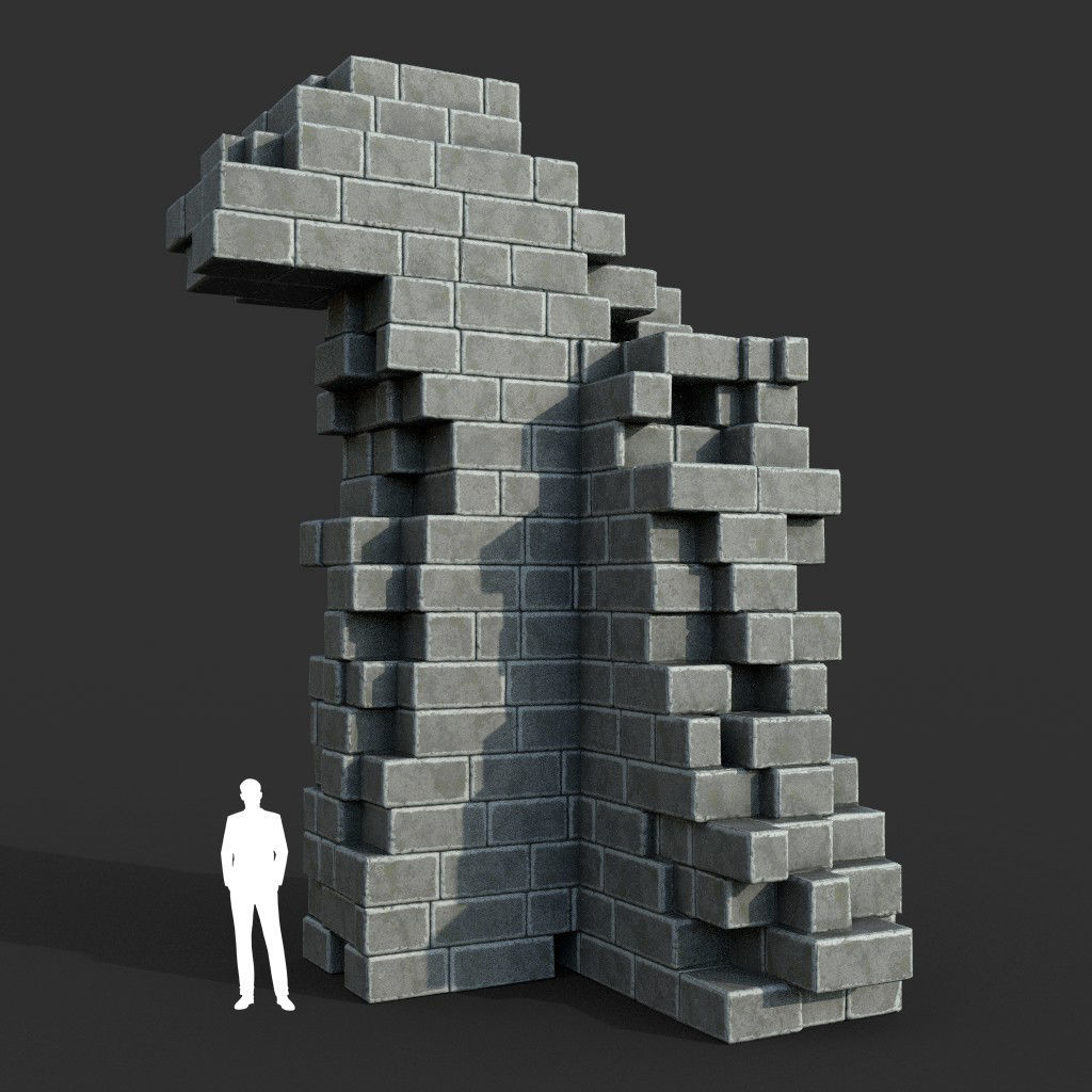 Low poly Ancient Roman Ruin Construction Pack - White Granite Low-poly 3D model_42