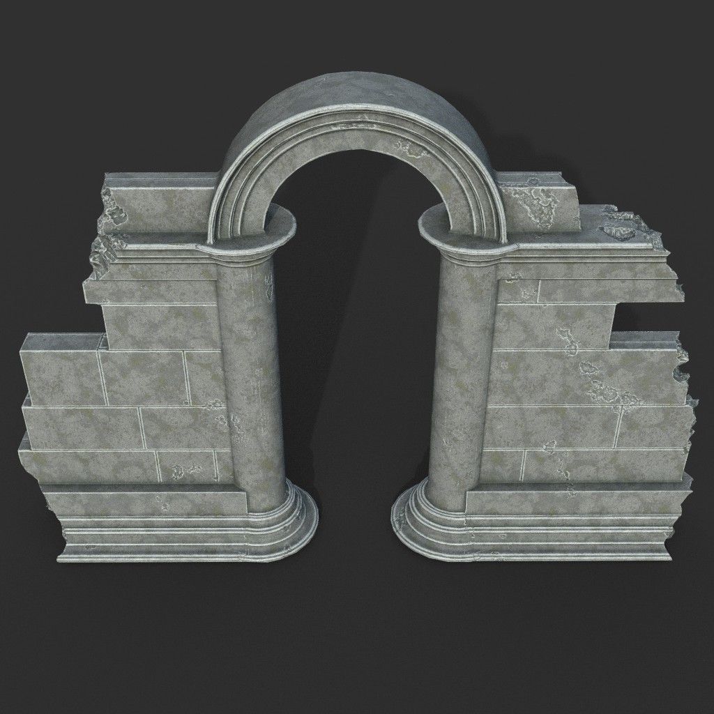 Low poly Ancient Roman Ruin Construction Pack - White Granite Low-poly 3D model_16
