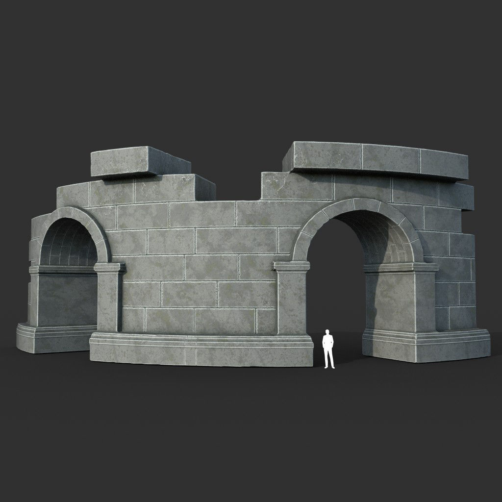 Low poly Ancient Roman Ruin Construction Pack - White Granite Low-poly 3D model_10