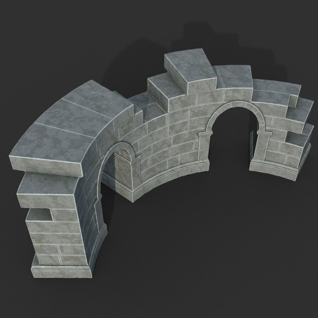 Low poly Ancient Roman Ruin Construction Pack - White Granite Low-poly 3D model_12
