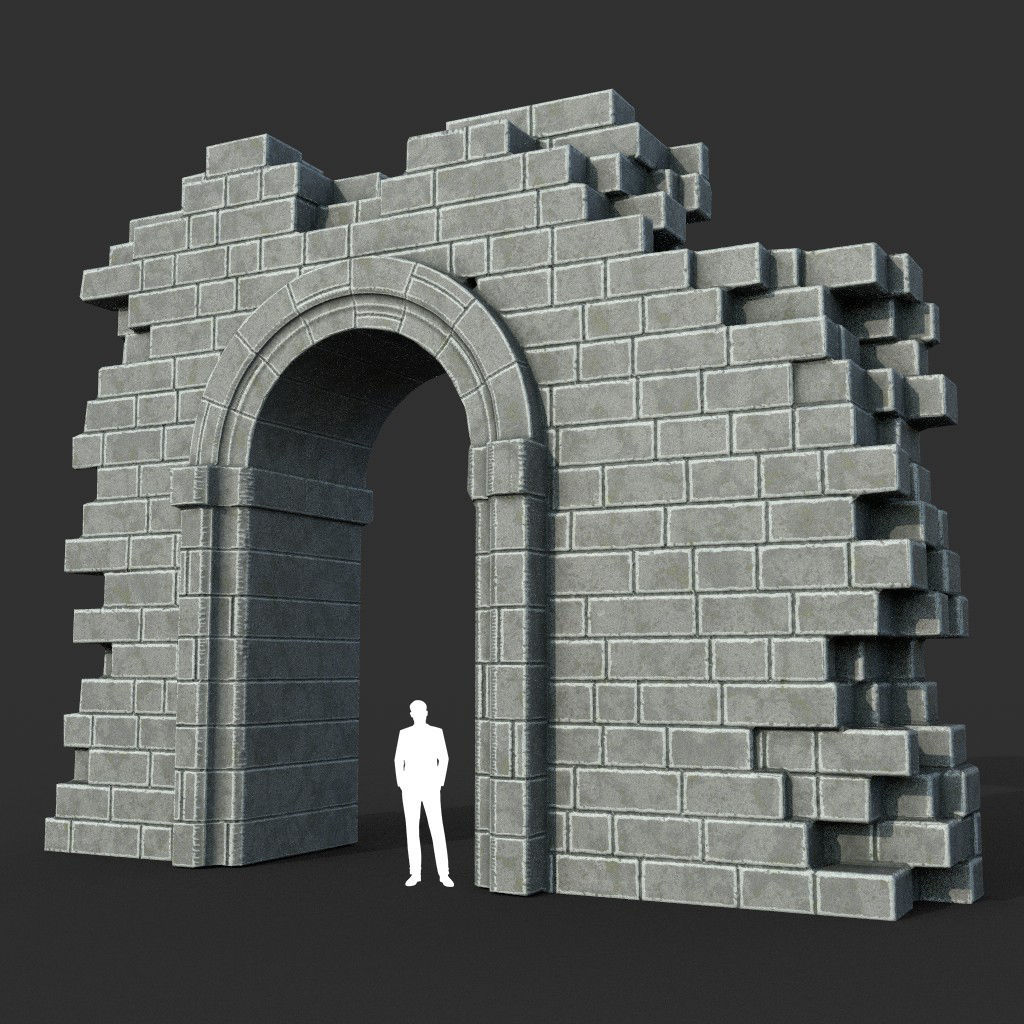 Low poly Ancient Roman Ruin Construction Pack - White Granite Low-poly 3D model_34