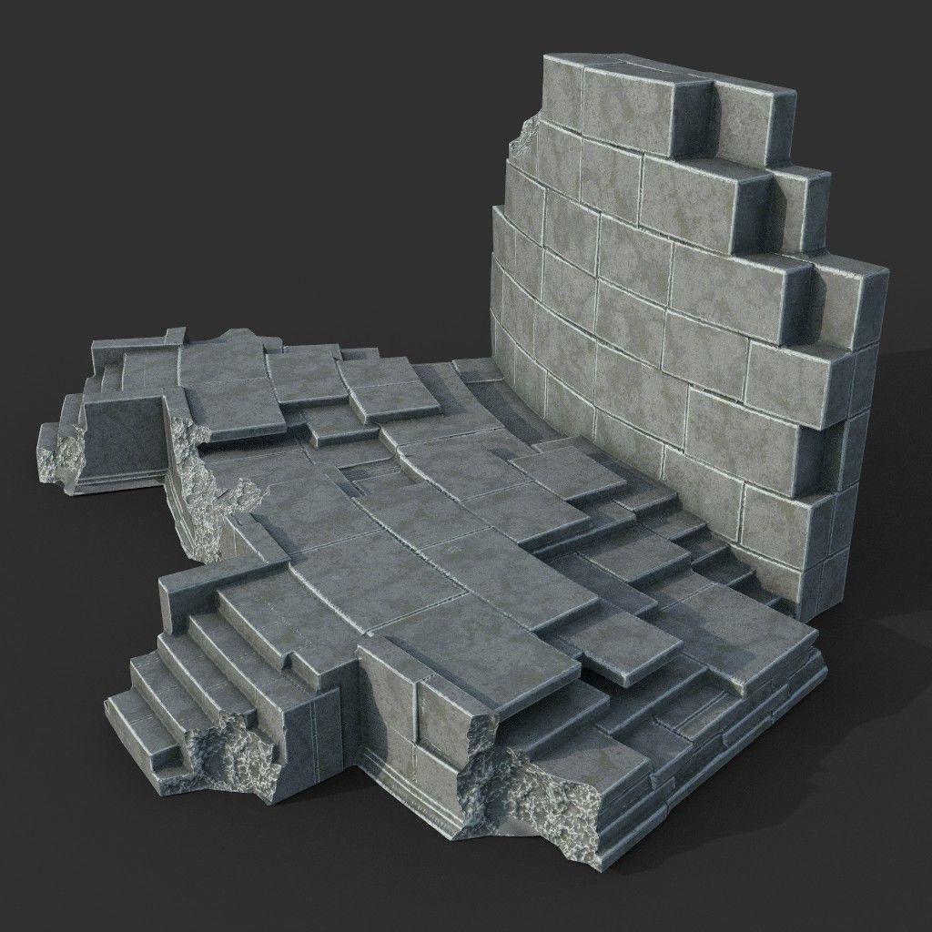 Low poly Ancient Roman Ruin Construction Pack - White Granite Low-poly 3D model_27