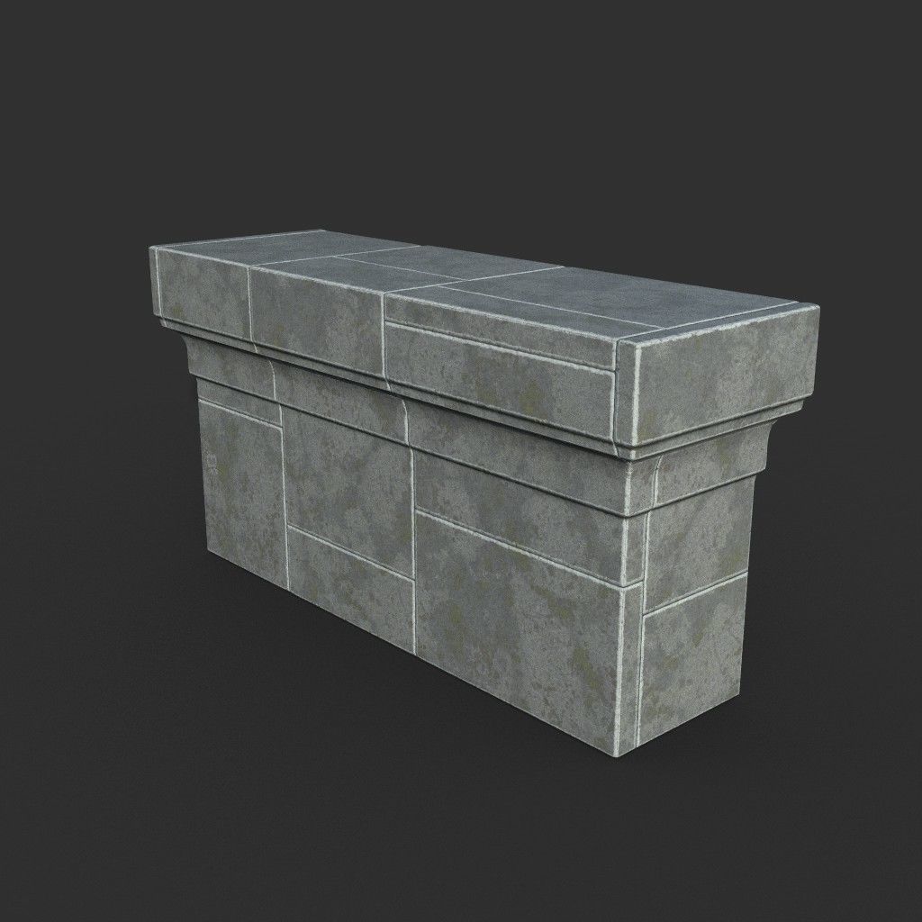 Low poly Ancient Roman Ruin Construction Pack - White Granite Low-poly 3D model_59