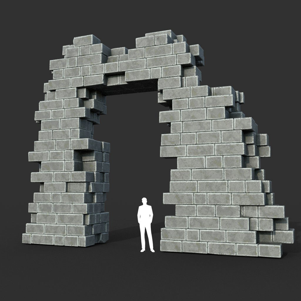 Low poly Ancient Roman Ruin Construction Pack - White Granite Low-poly 3D model_38