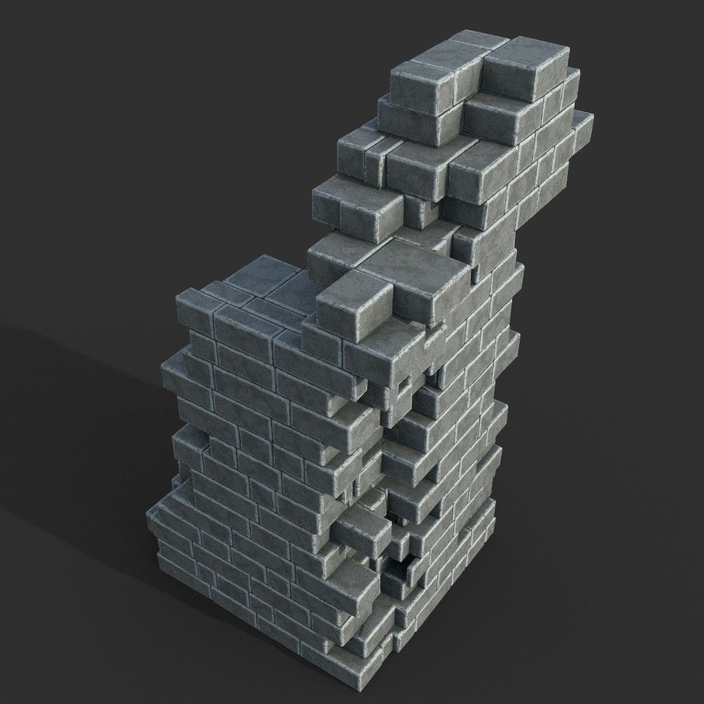 Low poly Ancient Roman Ruin Construction Pack - White Granite Low-poly 3D model_44