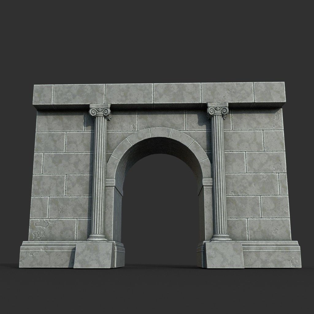 Low poly Ancient Roman Ruin Construction Pack - White Granite Low-poly 3D model_7
