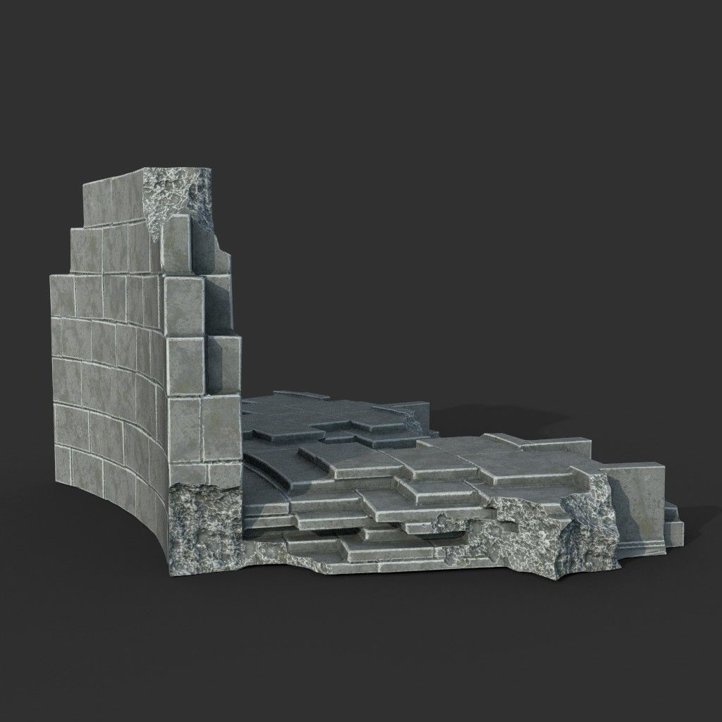 Low poly Ancient Roman Ruin Construction Pack - White Granite Low-poly 3D model_28