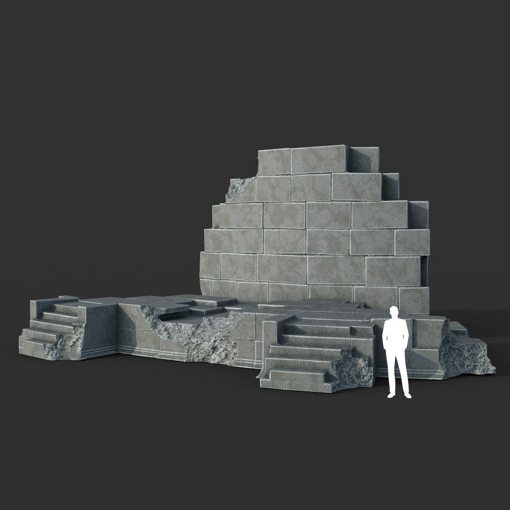 Low poly Ancient Roman Ruin Construction Pack - White Granite Low-poly 3D model_26