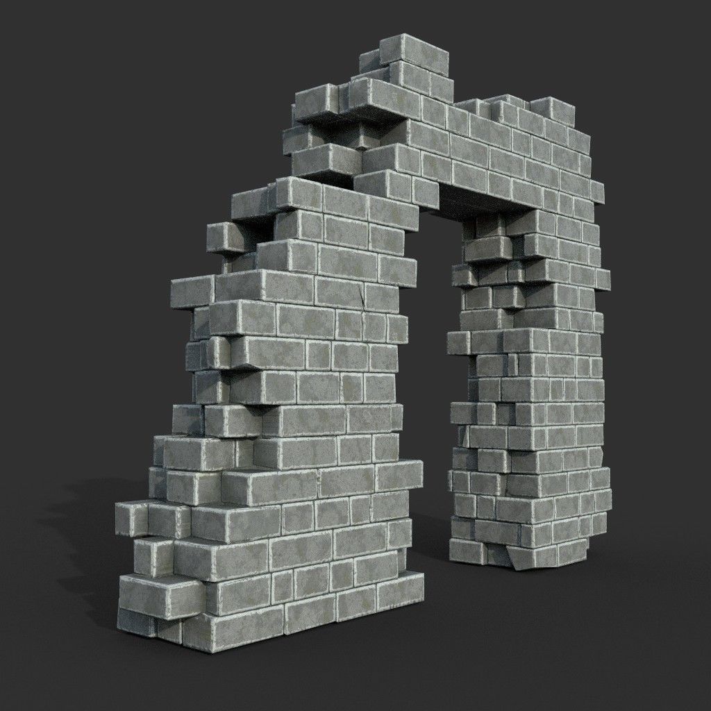 Low poly Ancient Roman Ruin Construction Pack - White Granite Low-poly 3D model_39